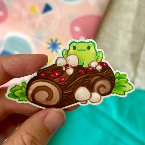 Frog on a Log Sticker